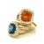 Blue Italian Modernist 18k Gold Blue & Orange Sapphire Diamond Bypass Ring, Circa 1980, Size 7.75 For Sale - Image 8 of 11