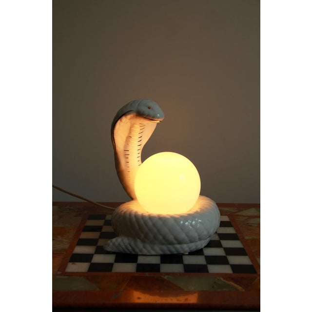 Ceramic and Murano Glass Snake Lamp from Avorin, Italy, 1970s For Sale - Image 10 of 14