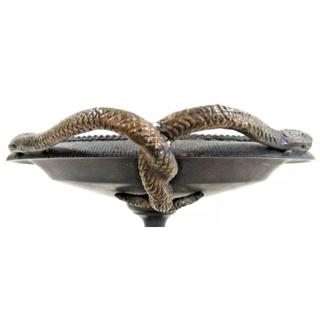 1940s Mid-Century Italian Bronze Tazza Candle Holder With Snake Handles Circa 1940 For Sale - Image 5 of 10