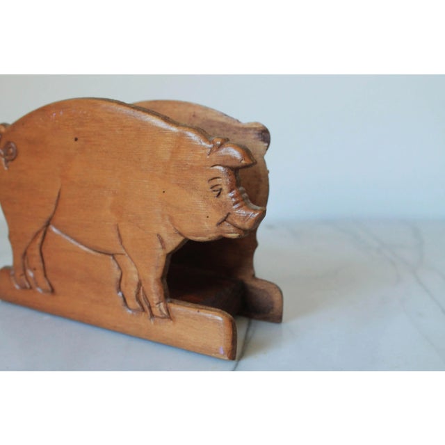 Vintage Wooden Pig Napkin or Letter Holder For Sale In Milwaukee - Image 6 of 8