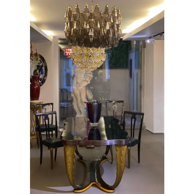 Glass Modern Grey Smoke Poliedri Murano Glass Chandelier, 1990 For Sale - Image 7 of 12