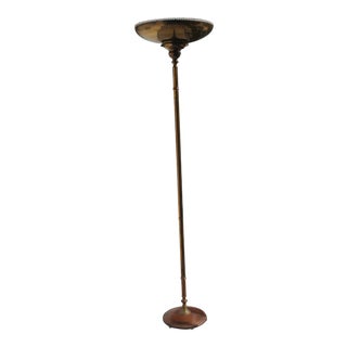 1940s Maison Bagues Style Hollywood Regency Brass/ Crystal Beaded Floor Lamp - Torchiere For Sale