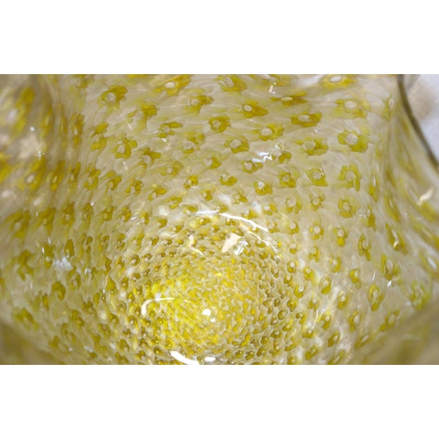 Vintage Hand Blown Murano Glass Handkerchief Controlled Bubble Green Vase Bowl For Sale - Image 4 of 11