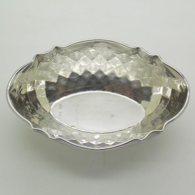 Vintage Italian Genuine Silver 800 Diamond Pattern Mini Bowl Coin Tray, Brescia, 1970s For Sale - Image 11 of 11