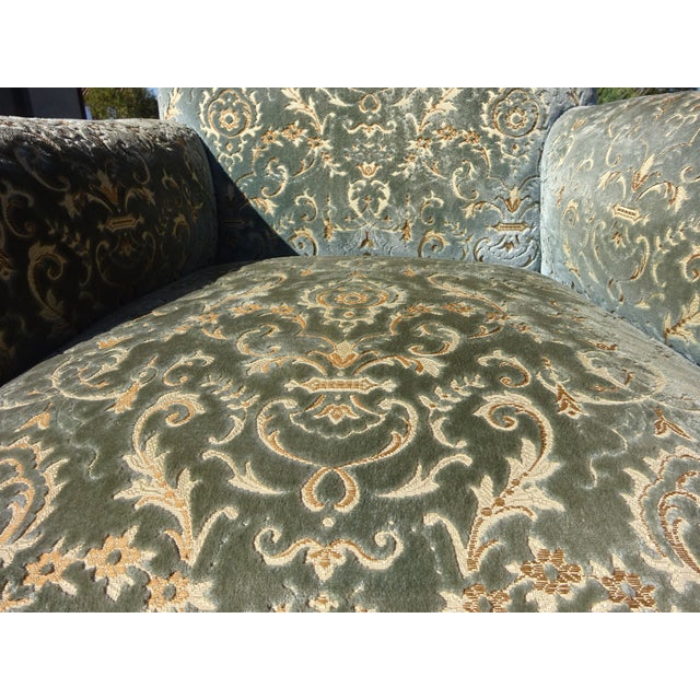 Napoleon III Blue-Grey and Gold Velvet Lounge Chair, 1890s For Sale - Image 10 of 18