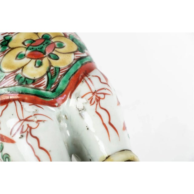 Ceramic Antique 17th Century Chinese Kangxi Porcelain Figure of Laughing Ho Ho Boy Holding Vase in Famille Vert Glaze For Sale - Image 7 of 13