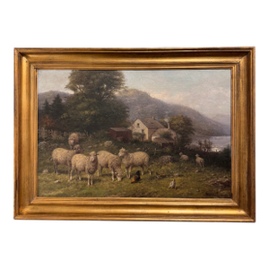 19th Century American Oil on Canvas Sheep