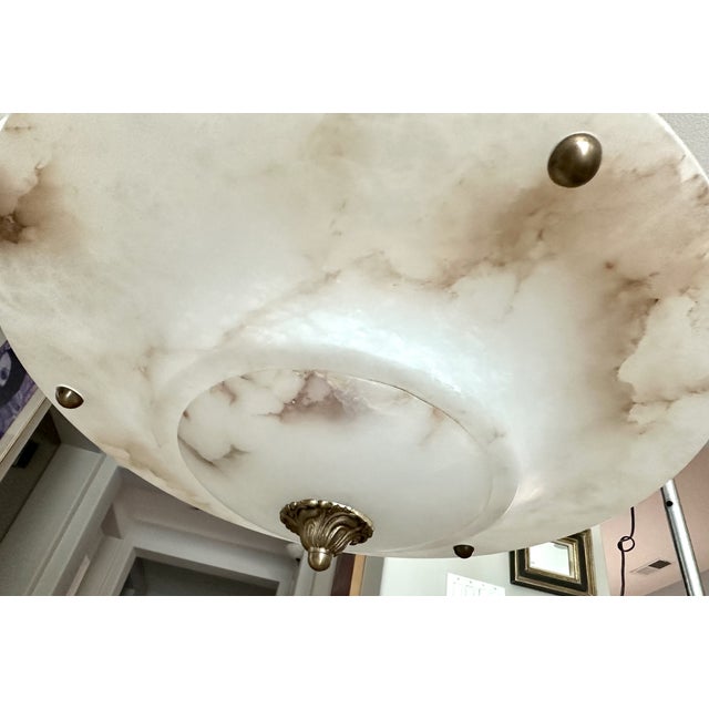 Large French Directoire Style Alabaster Chandelier Pendant Light For Sale - Image 15 of 18