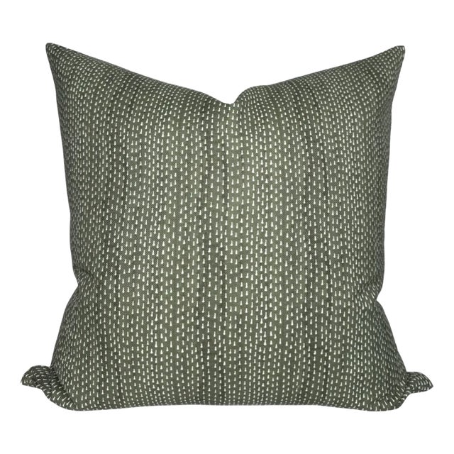 Kantha Pillow Cover in Willow, 20x20 Pillow For Sale