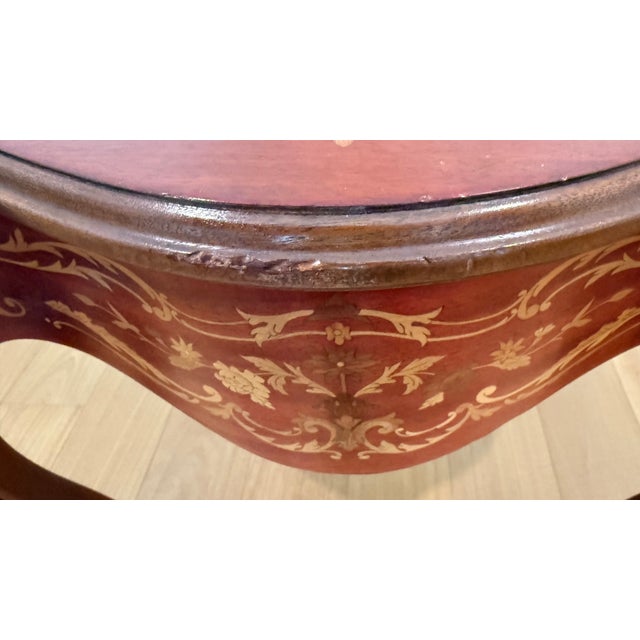 Mid 20th Century Louis XV Style Inlaid Marquetry Console Table With Mother-of-Pearl Accents For Sale - Image 9 of 12