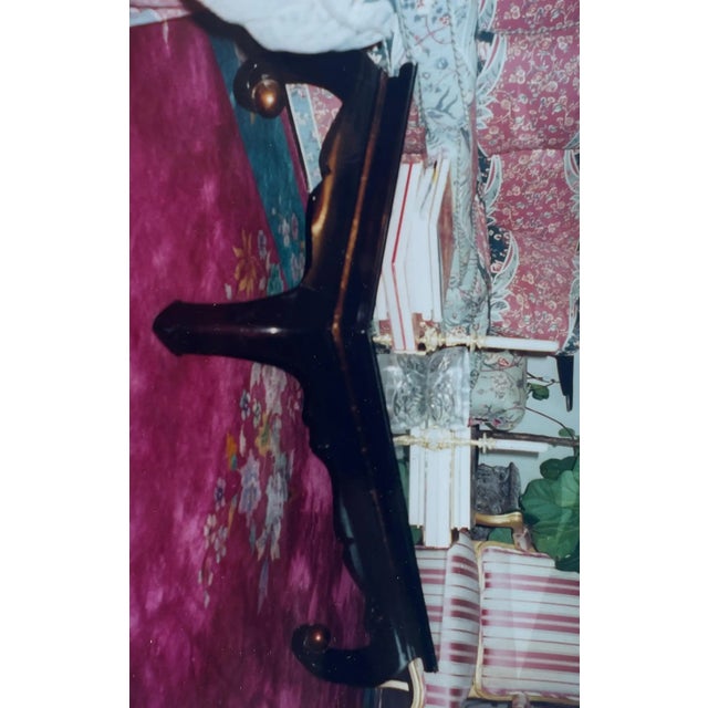 Chinoiserie Black Lacquer Chinoiserie Coffee Table, 18th Century Panel of Flowers For Sale - Image 3 of 8