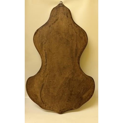 A stunning, authentic antique French Provincial curvilinear backing plaque meticulously hand-carved from solid hardwood....