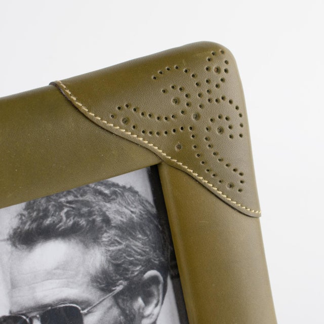 Green Gucci, Italy Leather Picture Frame with Pierced Design, circa 1970 For Sale - Image 8 of 10
