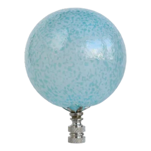 Speckled Blue Handblown Glass Lamp Finial on Chrome Hardware