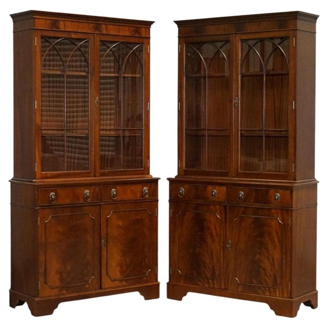 Georgian Display Cabinets with Brass Lion Handles, Set of 2 For Sale - Image 18 of 18