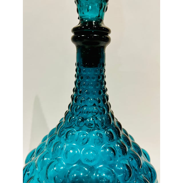 Vintage Empoli Genie Teal Blue Glass Decanter - Italian For Sale - Image 4 of 6