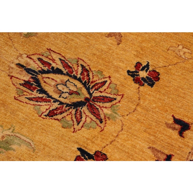Rustic 1990s Bohemien Ziegler Gold Blue Hand-Knotted Wool Rug - 10'1'' X 13'3'' For Sale - Image 3 of 8