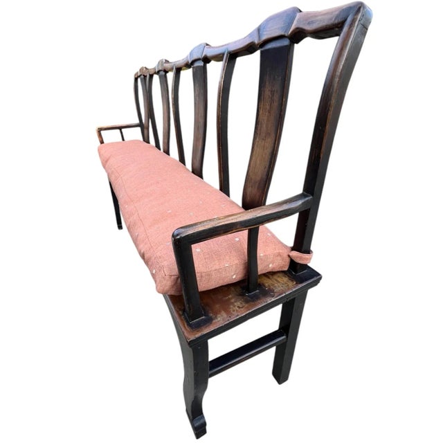 Sienna Antique Elmwood Setee With Custom Down Cushion For Sale - Image 8 of 12