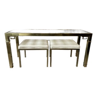 1970s Vintage Mastercraft Greek Key Console Table For Sale