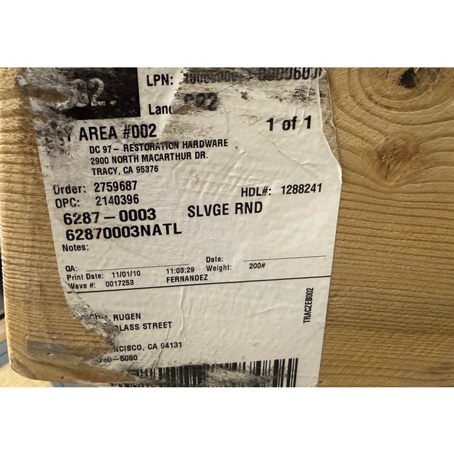 Timothy Oulton for Restoration Hardware Salvaged Wood Trestle Round Dining Table, Diam. 60.5 Inches For Sale - Image 12 of 12