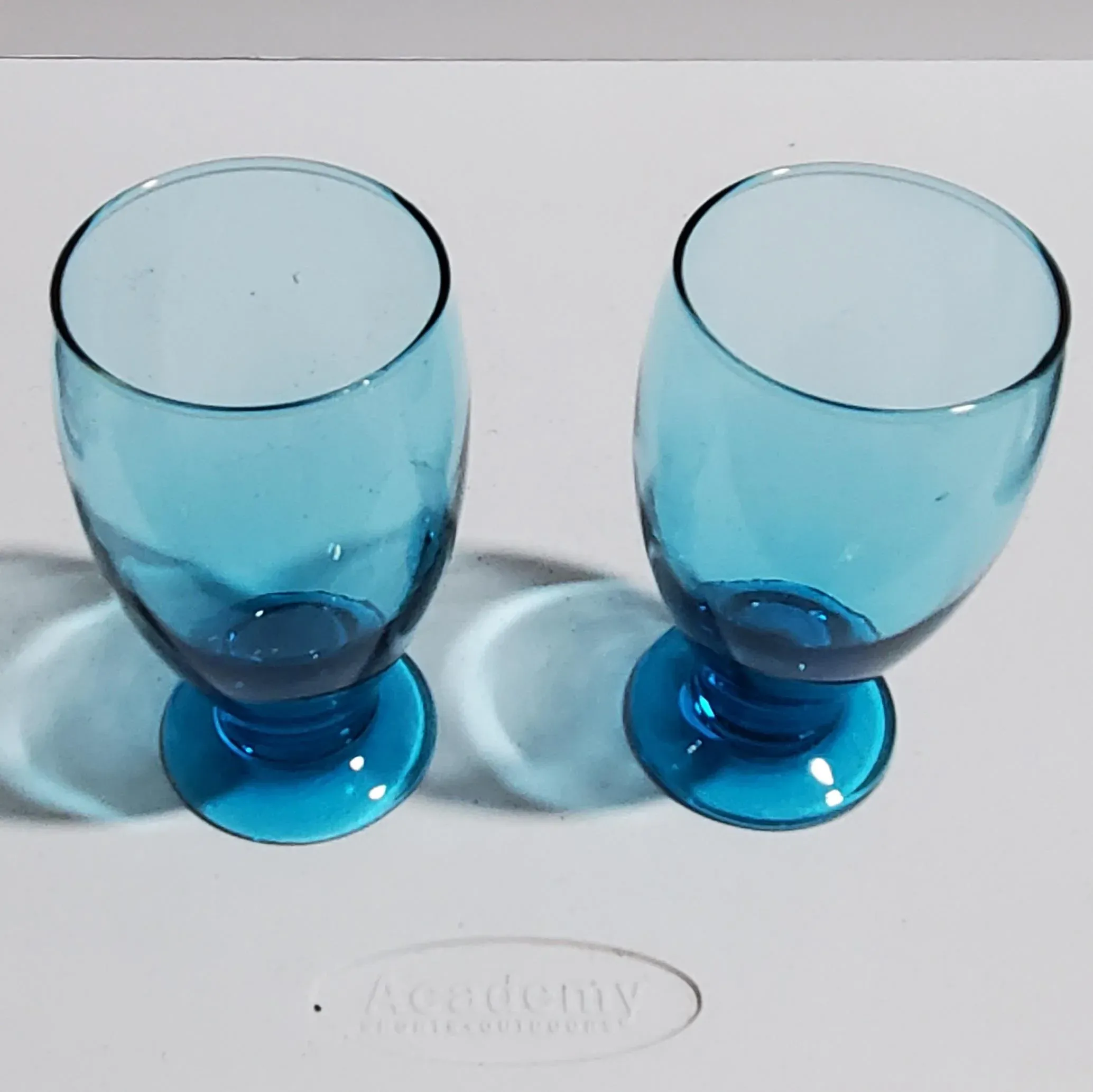 Set of 2 Turquoise Footed Cristar by Lexington Glasses, 1960s | Chairish