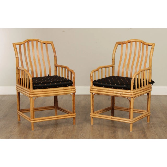 High Quality Vintage Pair Rattan Armchairs, Custom Seat Cushions