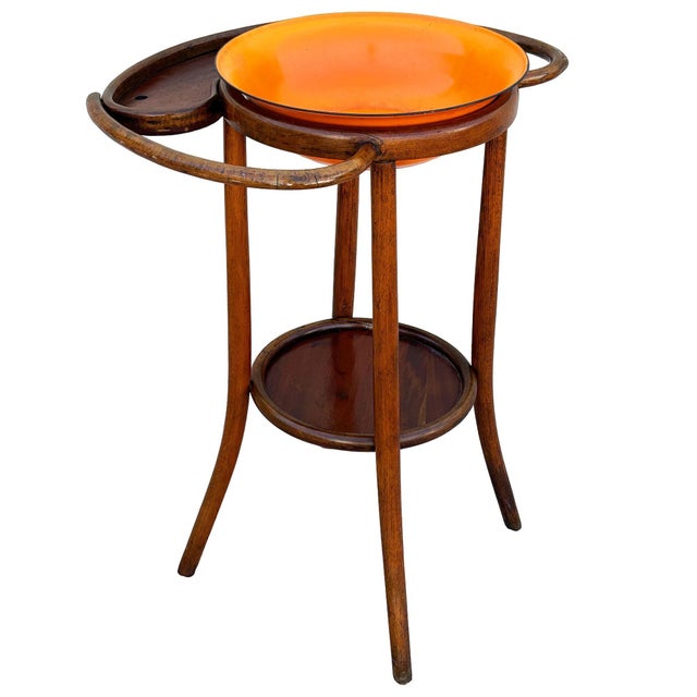 Late Victorian Bent Oak Wash Shaving Stand W/ Bowl by Thonet For Sale - Image 4 of 9
