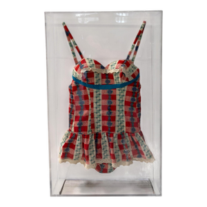 Vintage 1930’s Plaid Bathing Suit in Lucite Frame Mounted as Art