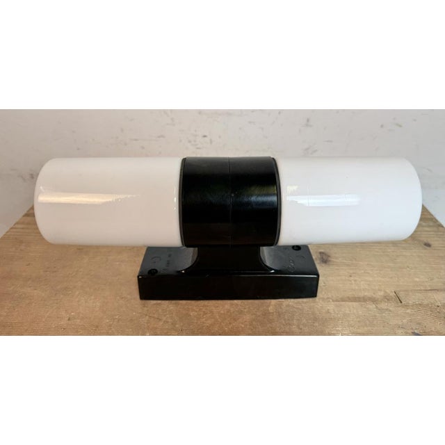 1960s Industrial Brown Bakelite and Milk Glass Wall Light from Elektrosvit, 1960s For Sale - Image 5 of 14