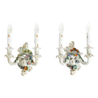 Mid-Century Modern Porcelain Wall Lamps, 1950s, Set of 2 For Sale