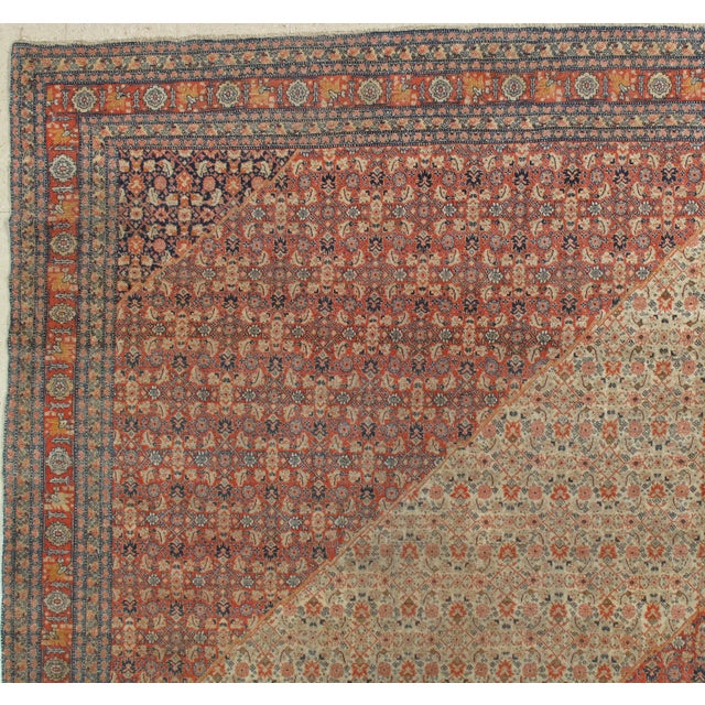 Antique Tabriz Carpet, Hadji Jalili Persian Rug, Earth Tones, Ivory, Rust, Navy For Sale In New York - Image 6 of 18