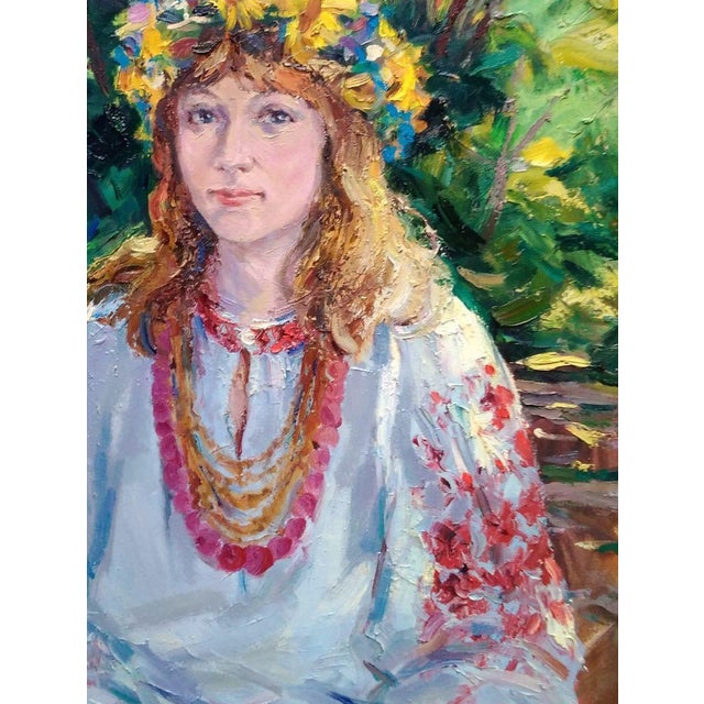 Oil Painting Girl in the Garden Alexander Nikolaevich Cherednichenko For Sale - Image 4 of 6