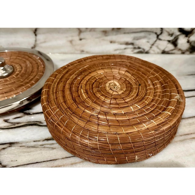 Sea Grass & Silver Rimmed Box For Sale - Image 4 of 6