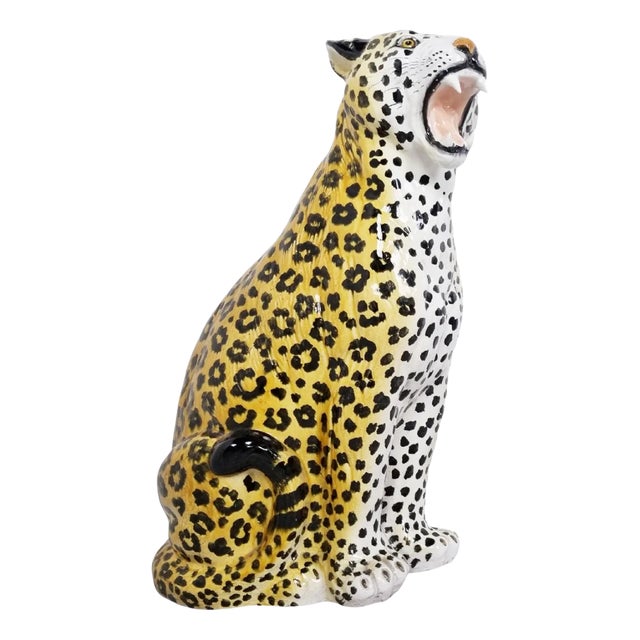 Italian Glazed Terracotta Leopard Figure, 1960s For Sale