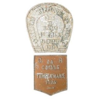 Vintage French Equestrian Trophy Plaques, Pair For Sale