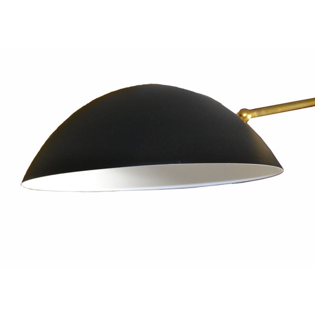 Extra-Large Stilnovo Style Counter Balanced Adjustable Brass & Enamel Light Fixture Chandelier For Sale - Image 9 of 11