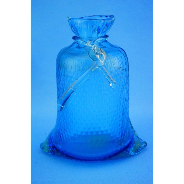 1970s Vintage Bag-Shaped Vases in Sea Blue Murano Glass from Cenedese Glassworks, Italy, 1970s, Set of 2 For Sale - Image 5 of 18
