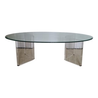 Lucite Oval Coffee Table by Charles Hollis Jones For Sale