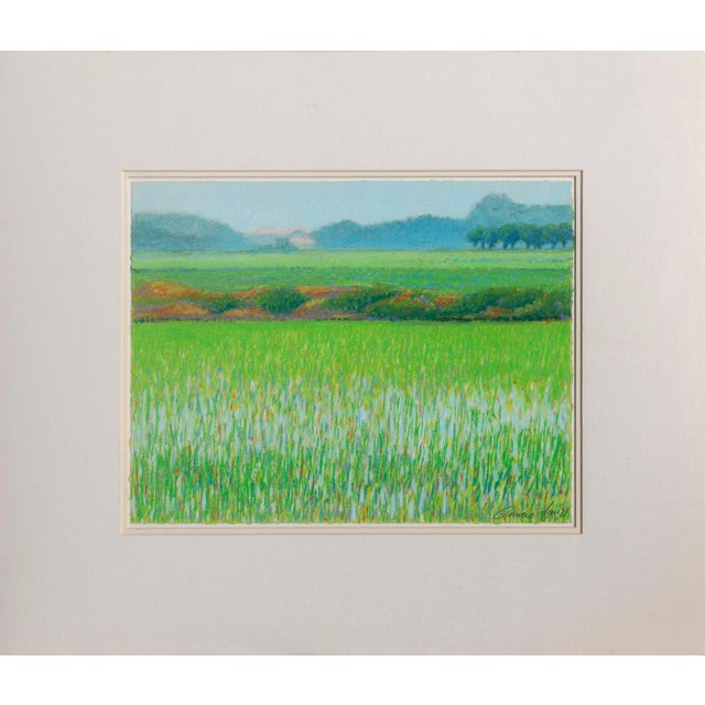 Oliviero Masi Flowering Field, Pastel Landscape 1987 For Sale - Image 4 of 4