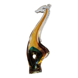 14” Italian Sommerso Art Glass Giraffe – Formia / Salviati Era Thick-Gauge For Sale