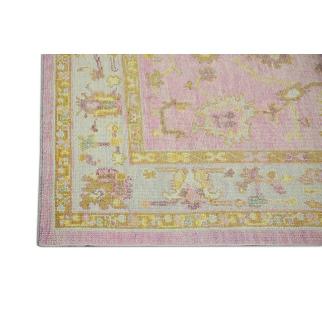 Modern Pink Handwoven Turkish Oushak Rug 5'3" X 7'2" For Sale - Image 3 of 5