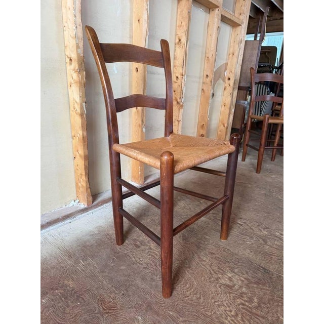 Vintage Early American Shaker Rustic Style High Ladder Back Dinning Chairs , Possibly by Clore For Sale - Image 17 of 17