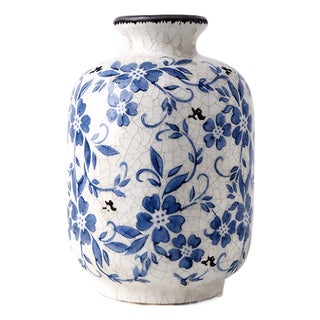 Blue and White Crackle Glaze Decorative Vase For Sale