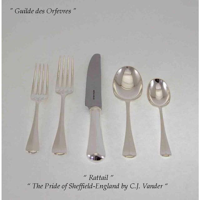New 1990s Sheffield Finest Rattail Pattern Flatware Set for 12- 66 Pieces For Sale - Image 9 of 13