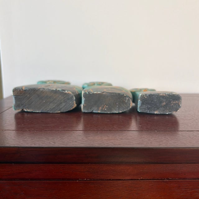 Green 1980s Hand-Painted Wooden Cat Folk Art Figures – Set of 3 For Sale - Image 8 of 9