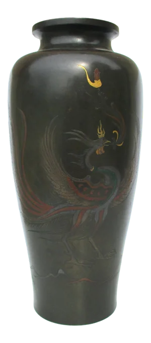 Late 19th Century Japanese Meiji Tall Bronze Vase