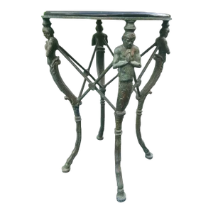 1980s Vintage Verdigris Mythological Figures Gueridon Table Occasional Table
