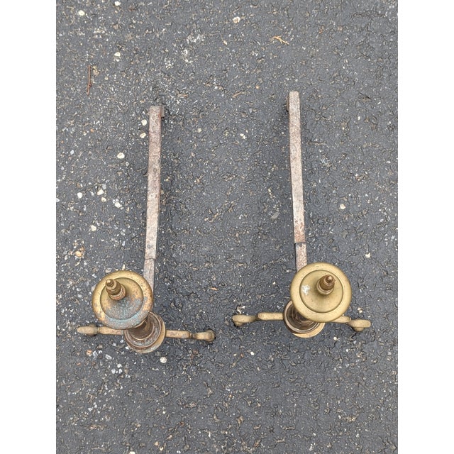 Metal 1950s Pair of French Style Iron Andirons For Sale - Image 7 of 8