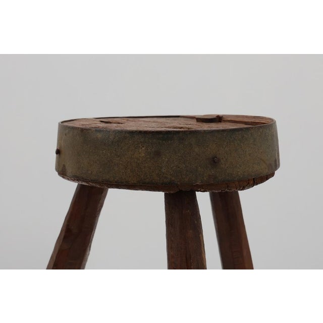 France / 1850 / stool / oak, metal / Rustic / Antique / French Provence Mid 19th century rustic French stool, handcrafted...