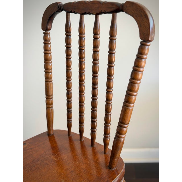 Antique English Tavern Chair C. 1900 Counter Height Turned Bobbin Spindle Back Chair in the Style of Windsor Seating For Sale - Image 12 of 12